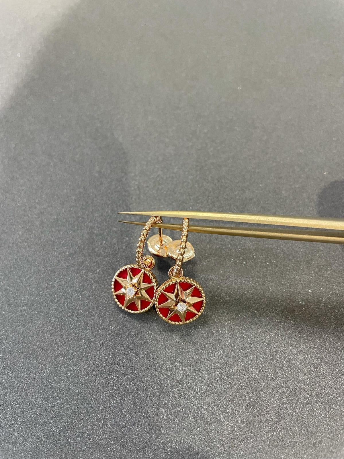 Dior Lucky Star Pink Gold Carnelian Earrings - 8923