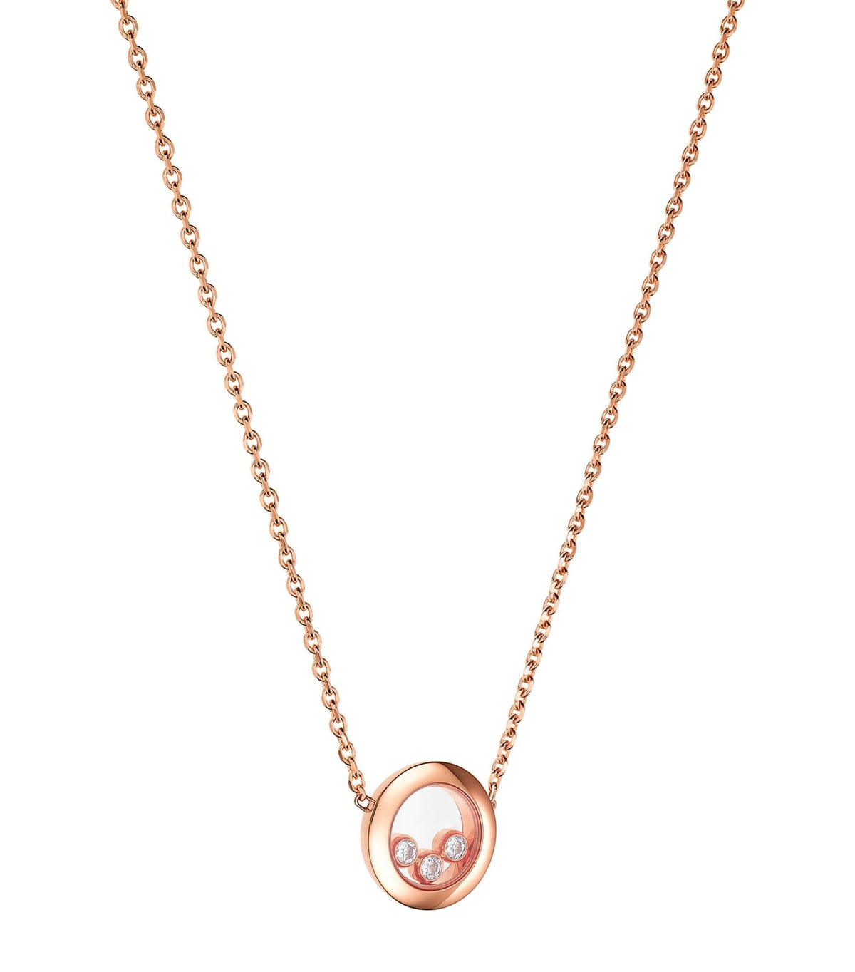 Chopard Happy Pendant Pink Gold 3 Cubic Zirconia Necklace