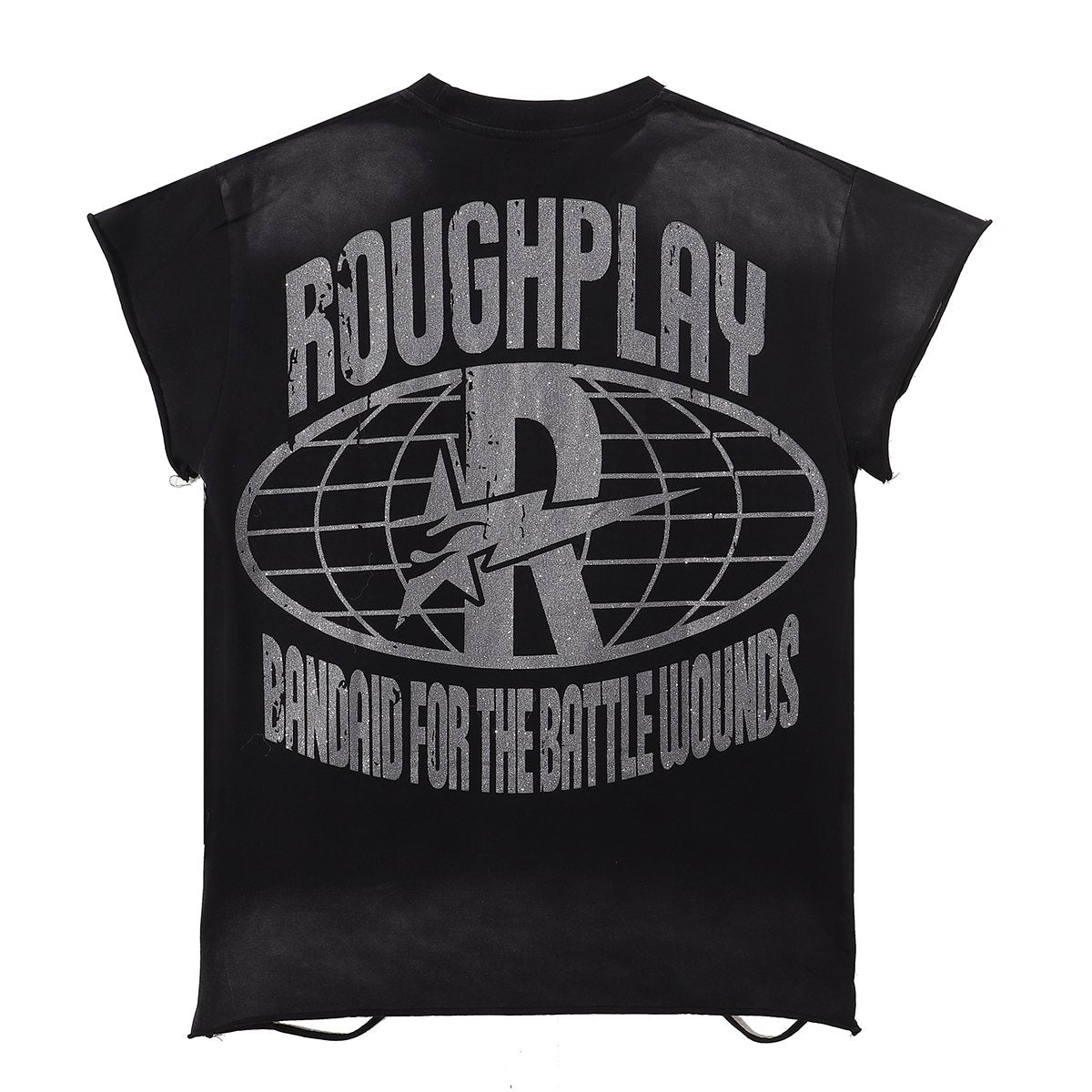 Rough Play Washed Rhinestone Sleeveless T-Shirt — back
