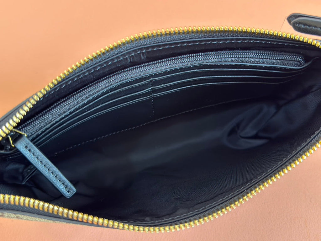 Gucci Rubber Effect Small Wallet On Chain 22.5 in Beige and Dark Brown Calfskin