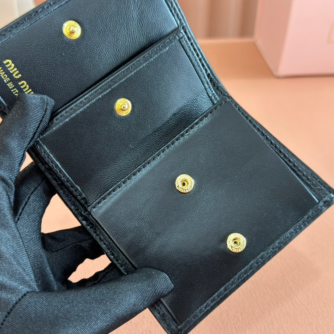 Small Matelassé Nappa Leather Wallet Black