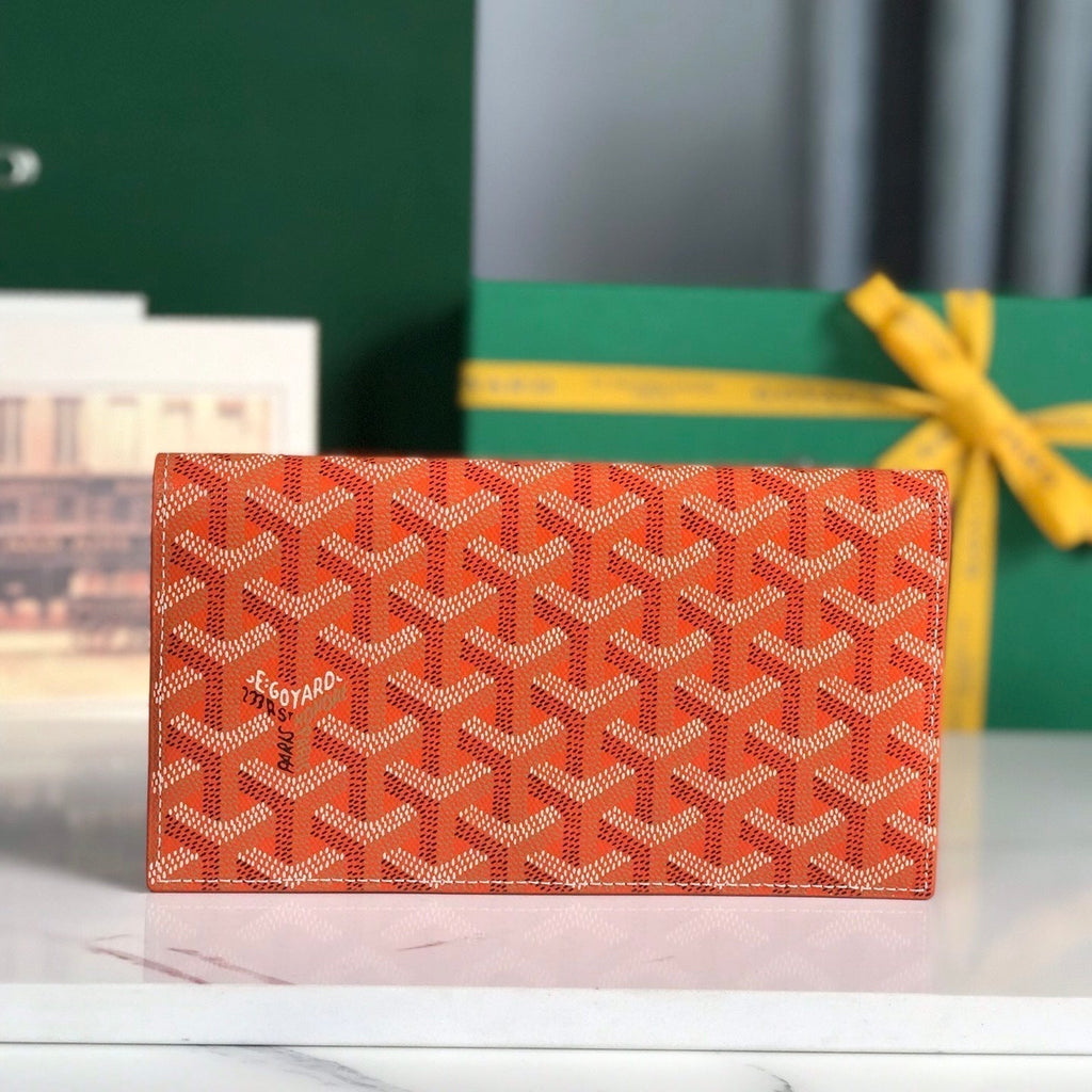 Goyard Richelieu Wallet 19 in Orange Goyardine Canvas