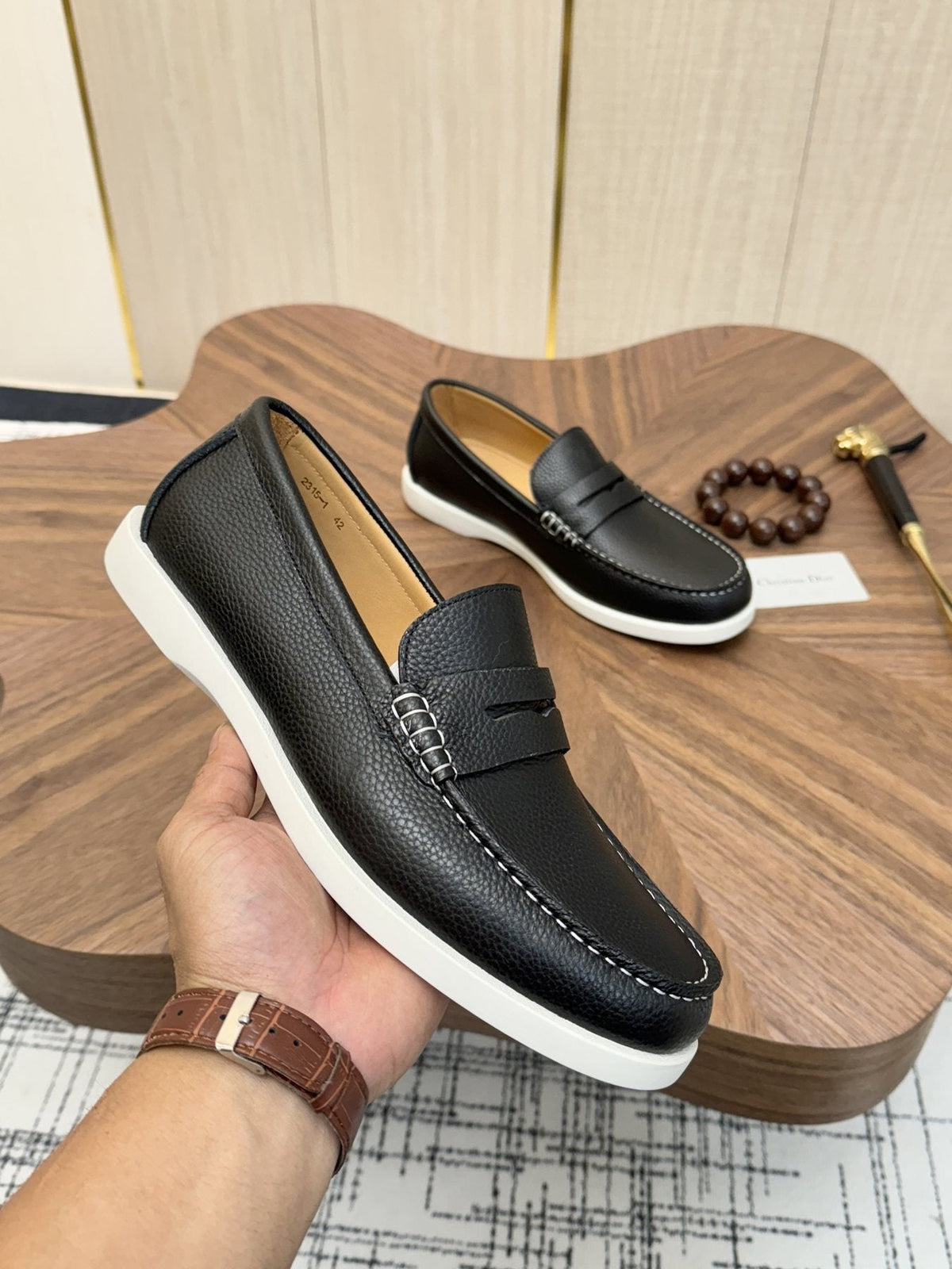 Dior Men's Contrast-Sole Slip-On Loafers — model