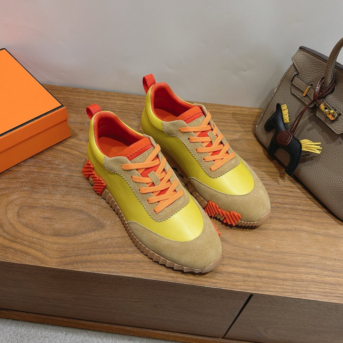 Hermès Color-Block Lace-Up Sneakers — side