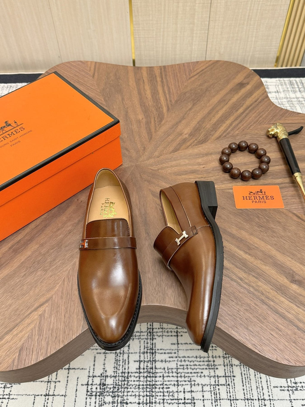 Hermès Metal H-Hardware Loafers — side